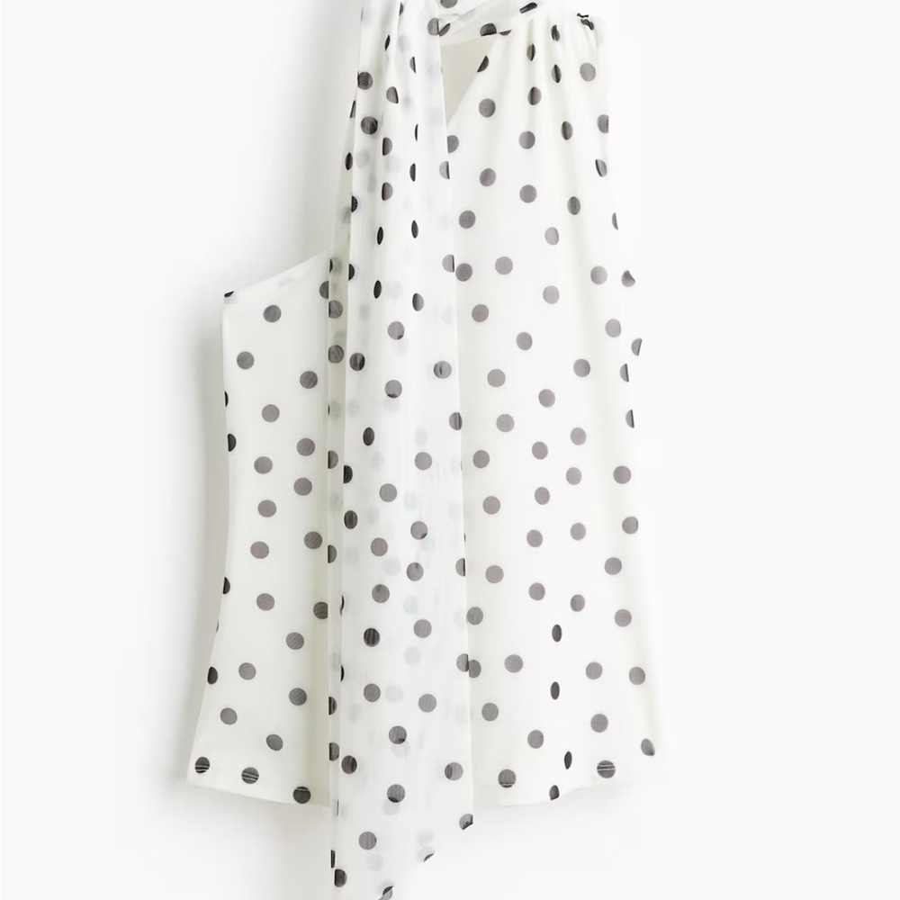 H&M White Polka Dot Halter Top with Black Dots